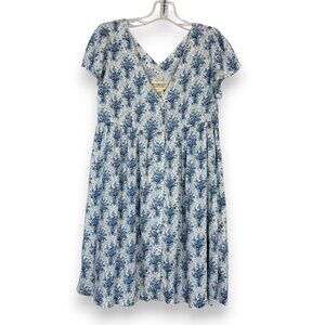 Ralph Lauren Denim And Supply Babydoll Floral Mini Dress Blue White Summer Small